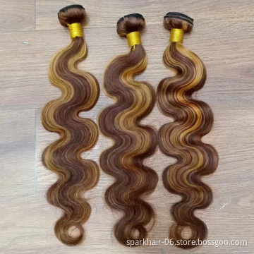 Factory Directly Straight Wave Highlight Human Hair Highlighted Bundles With Closure Virgin Human Hair Extensions Single Drawn